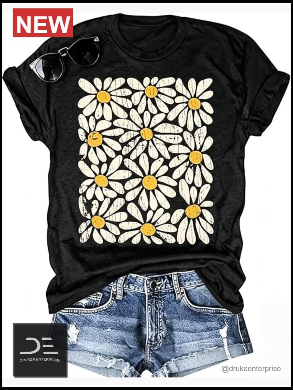 Vintage Boho Floral Graphic Shirt Short Sleeve Tee Cotton Blend Tshirt